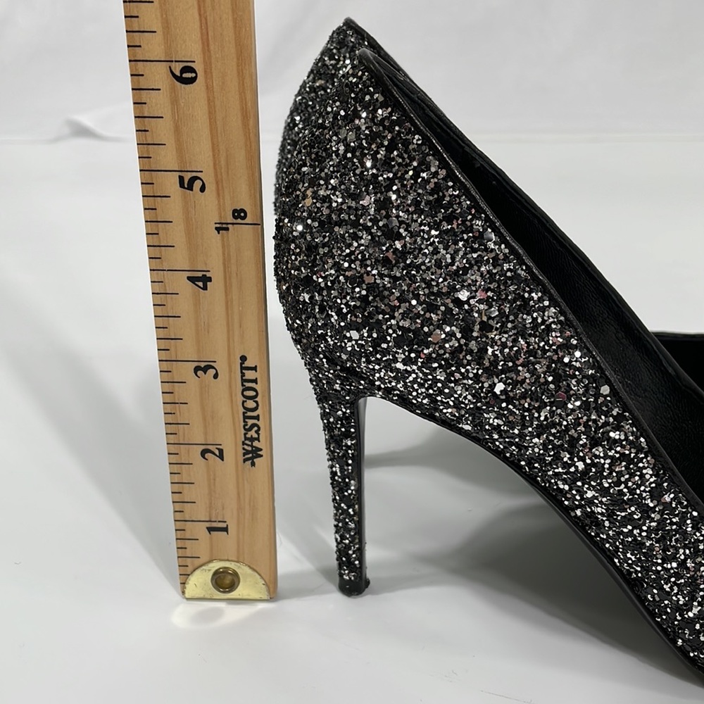 M.Gemi Heels Pumps Made In Italy Black and Silver Sparkle Dressy 39.5 8.5-9 - Picture 9 of 9